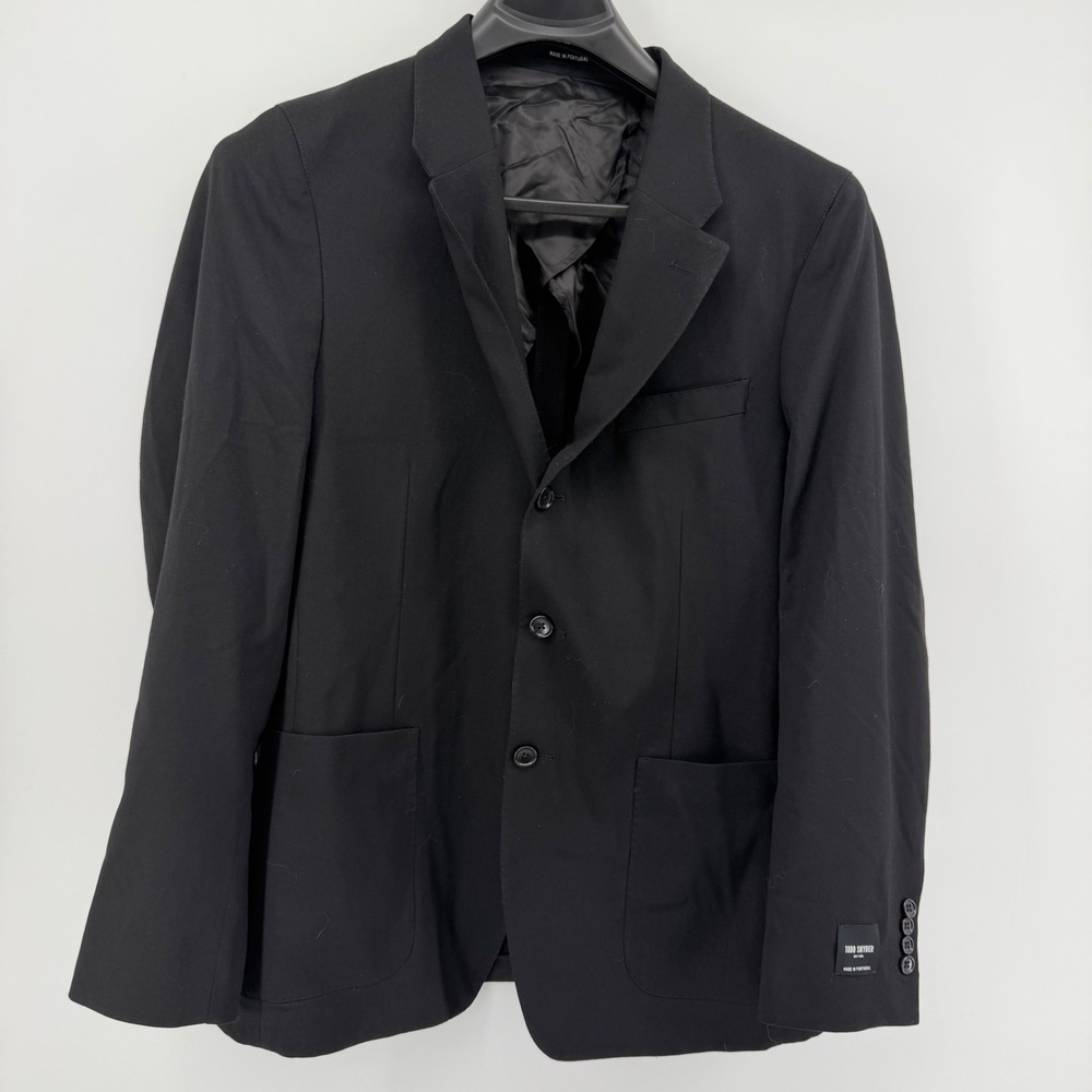 Todd Snyder Sport Coat Mens 42R Black Virgin Wool 3-Button Blazer Patch Pockets